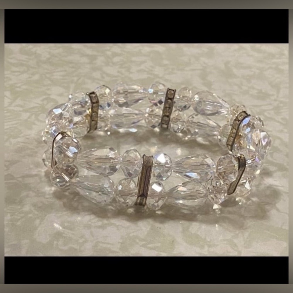 Vintage Crystal Aurora Borealis Rhinestone Bead Bracelet #7304☝️BEST PRICE - Picture 9 of 9